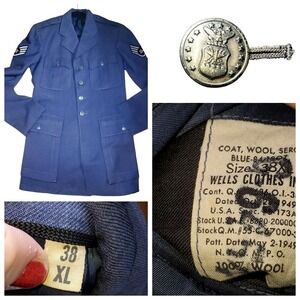 copy 1949 USAF Air Force Service ROTC Size Xl 38 Navy Blue Wool Blazer Jacket